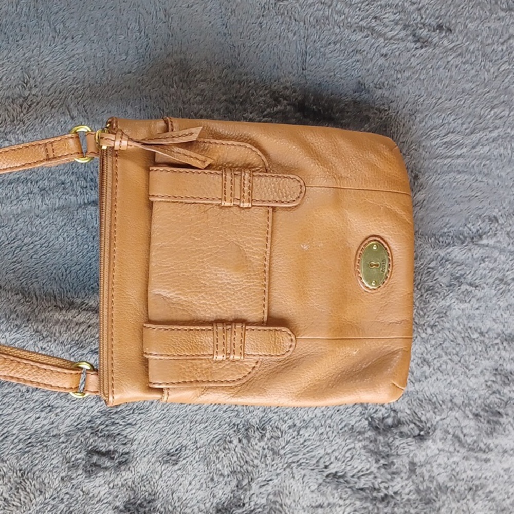 Brown Leather Crossbody Shoulder Bag Purse Front Flap
